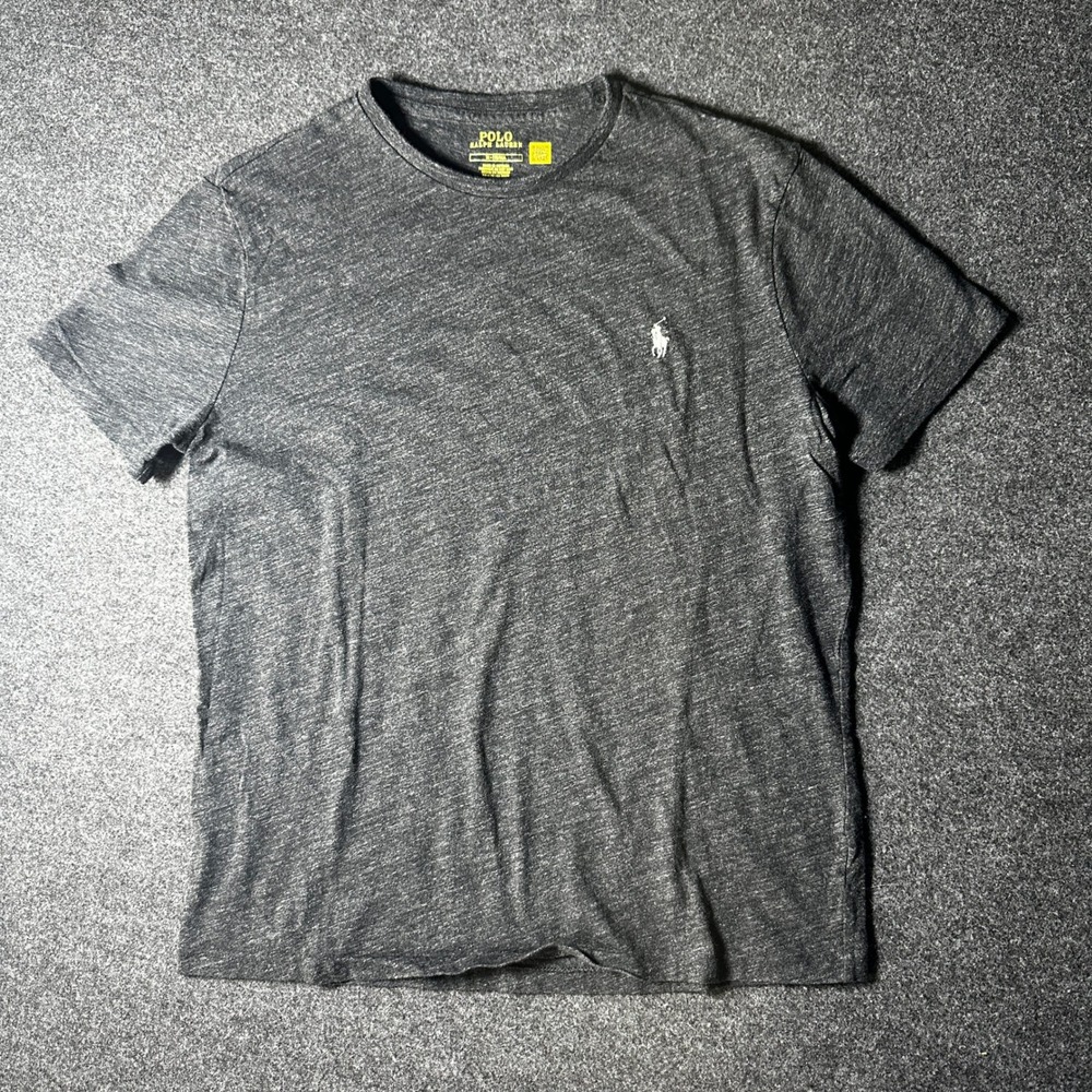 Polo Ralph Lauren Mens Charcoal Gray Heather Slub Jersey Pony T-Shirt Size M